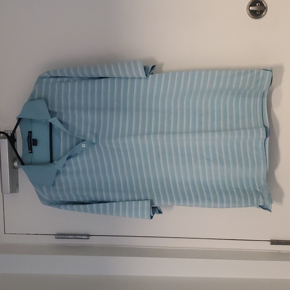 Chase Edward Golf Shirt. Blue/White stripes. Size Large.